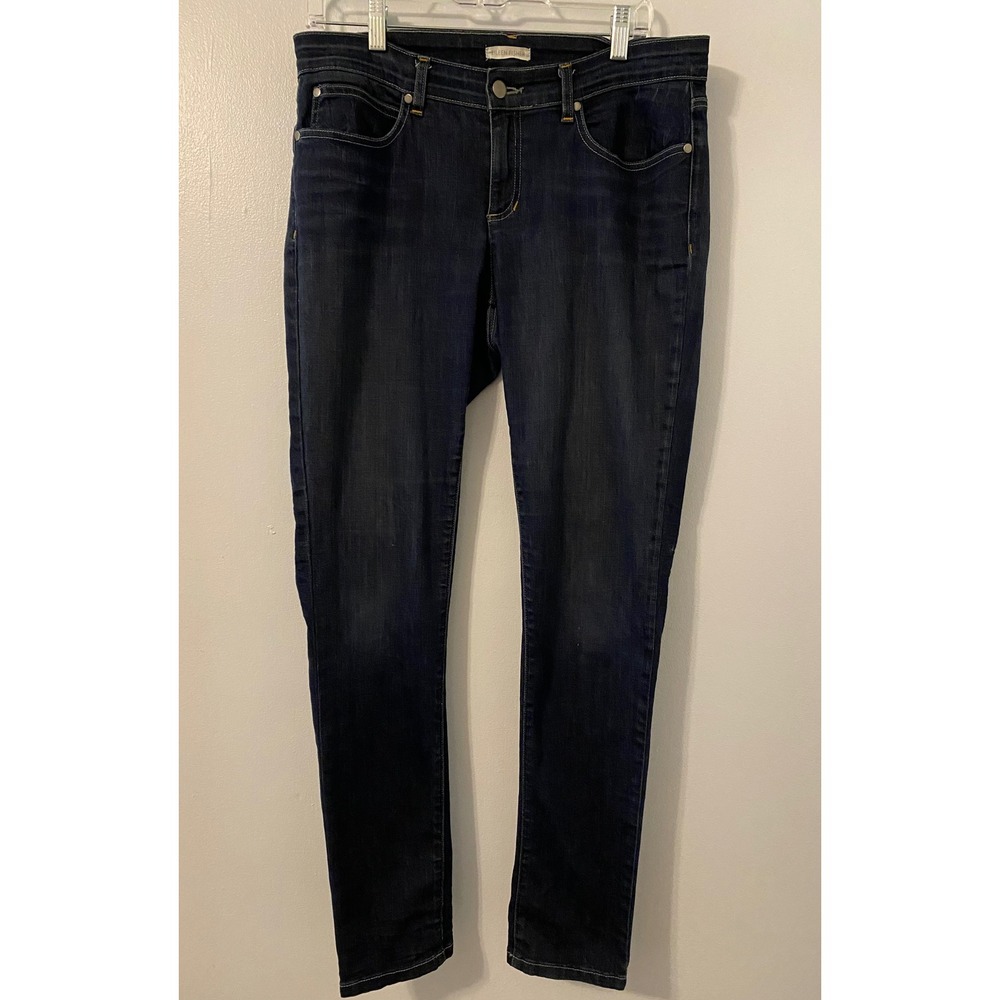 Eileen Fisher Organic Cotton Skinny Jeans Dark Indigo Blue 10